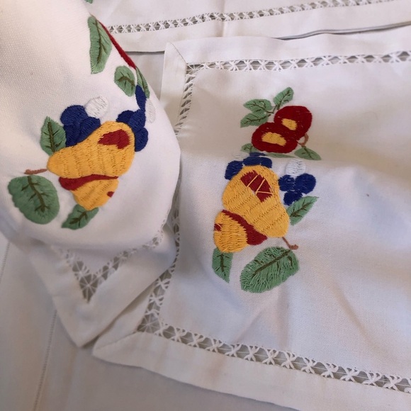 Embroidered Fruit Table Runner and Placemats - Picture 7 of 16